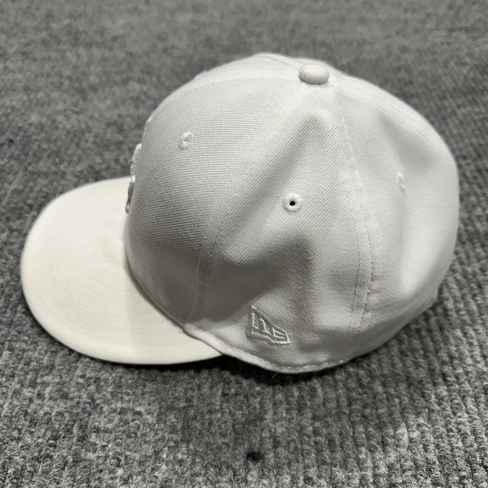 Los Angeles Dodgers Hat Cap Fitted Mens 7 3/8 White MLB Baseball New Era‎
